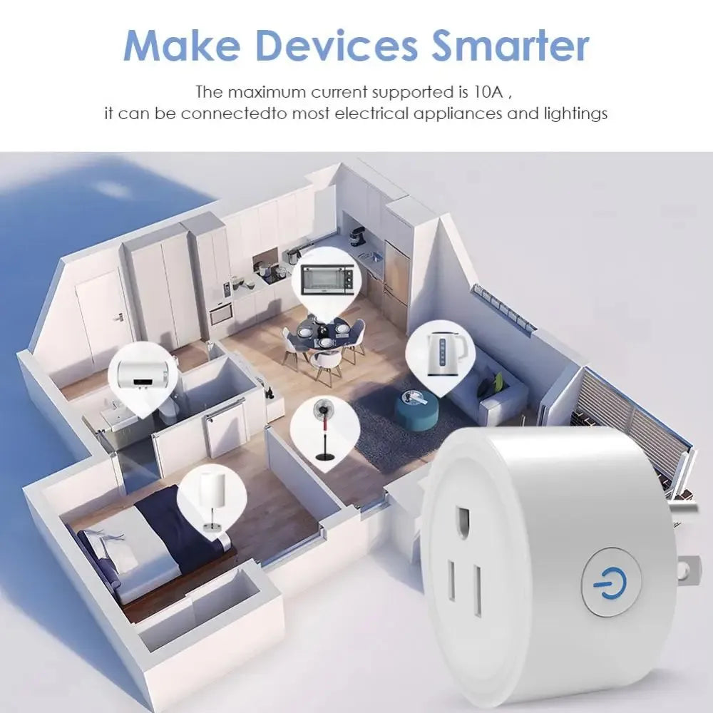 Tuya Smart Wifi Plug US Standard Wireless Outlet 10A Remote Control Smart Home Appliances Work with Alexa Google Home