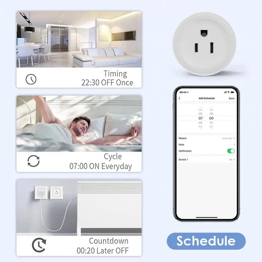 Tuya Smart Wifi Plug US Standard Wireless Outlet 10A Remote Control Smart Home Appliances Work with Alexa Google Home