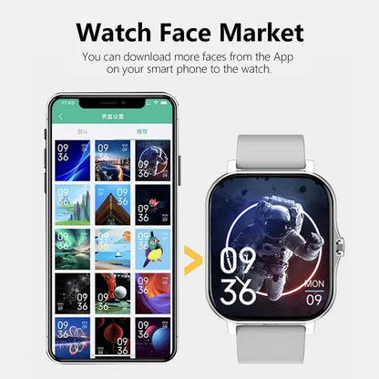 Smart Fitness Watch with Health Monitoring, Waterproof Design, and Bluetooth Call Functionality for Men and Women - Compatible with iOS and Android (Model HT30)