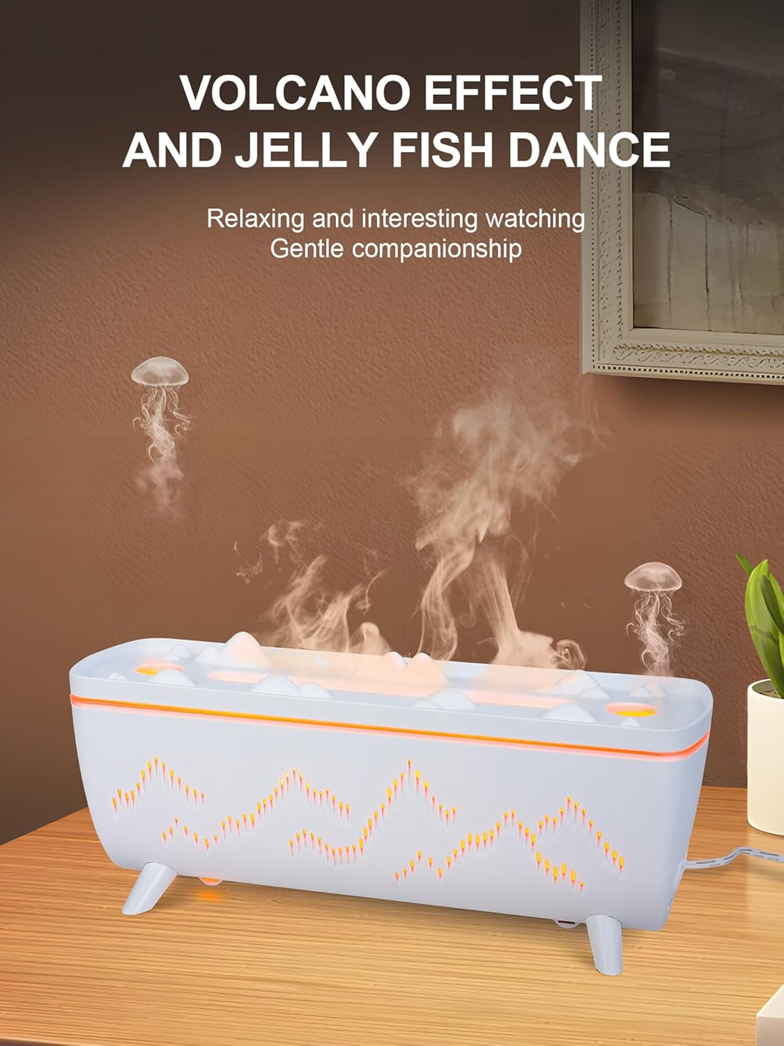 Volcano Jellyfish Diffuser - Essential Oil Aromatherapy Aroma Humidifiers | 280ML Leak-Proof Low Noise 2 Ring Holes with Timer for Bedroom Office Hotel