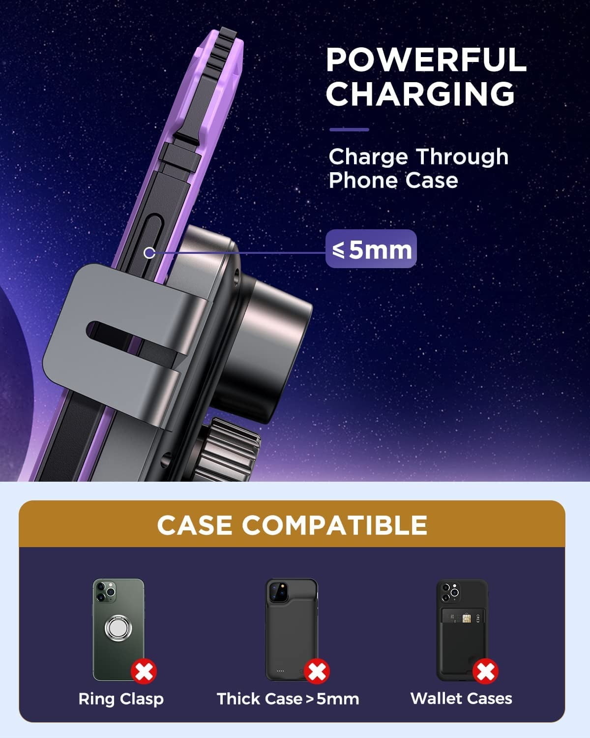 3 in 1 Wireless Car Charger, 15W Fast Charging Phone Car Mount Auto-Clamping Windshield Dashboard Air Vent Car Phone Holder for Iphone, Samsung, All Smartphones