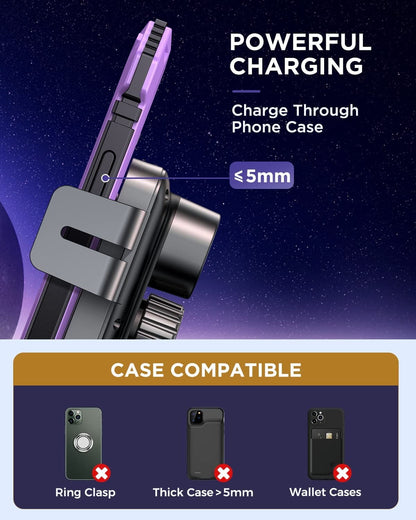 3 in 1 Wireless Car Charger, 15W Fast Charging Phone Car Mount Auto-Clamping Windshield Dashboard Air Vent Car Phone Holder for Iphone, Samsung, All Smartphones
