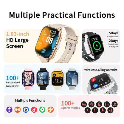 Smart Fitness Watch with Health Monitoring, Waterproof Design, and Bluetooth Call Functionality for Men and Women - Compatible with iOS and Android (Model HT30)