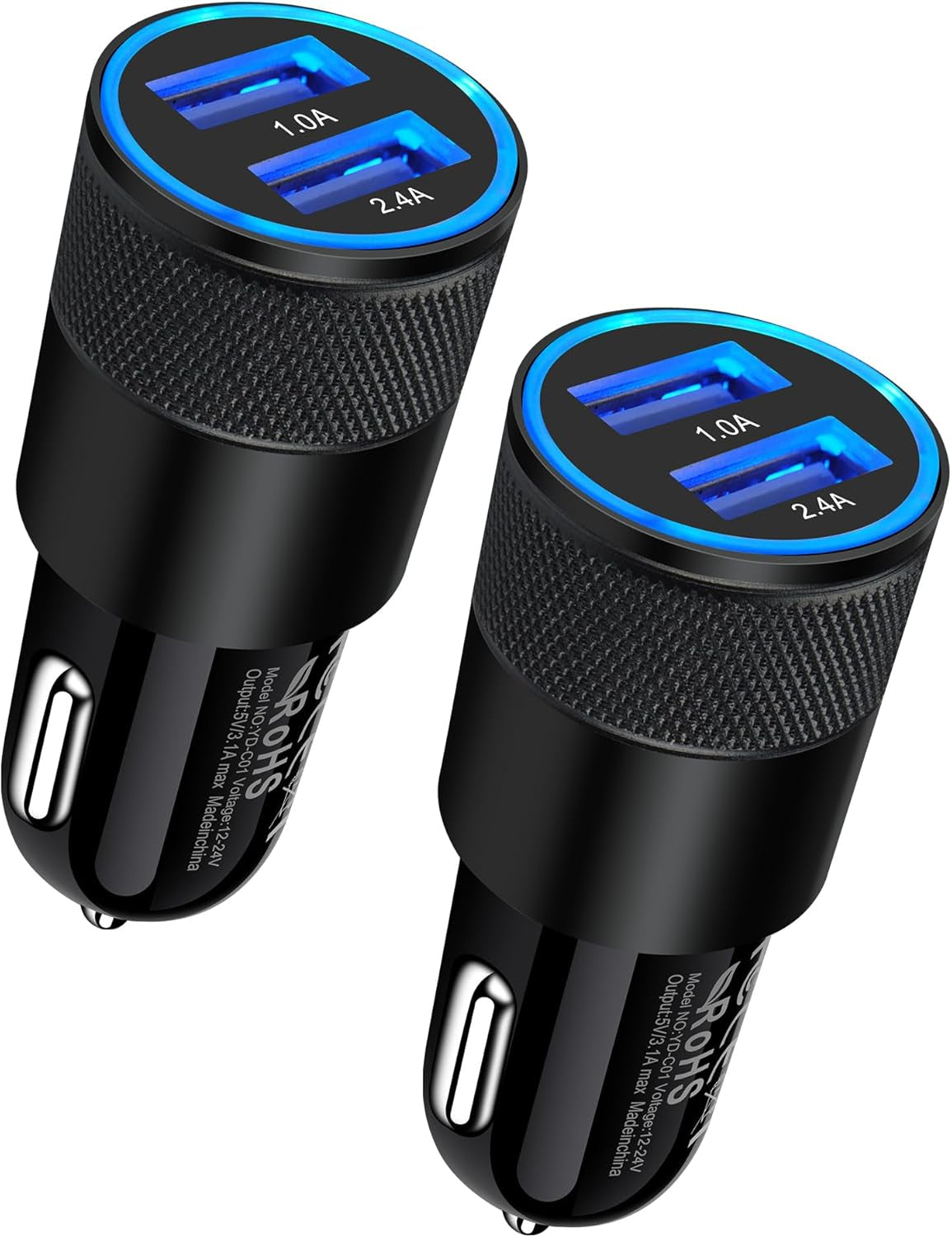 Car Charger [2Pack/3.4A] Fast Charge Dual Port USB Cargador Lighter Adapter For Iphone 17E 15 14 13 12 11 Pro Max X XR XS 17 plus 16, Ipad, Samsung Galaxy S23 S22 S21 S25+ S7 J7 S10E S9 Note 8 12V
