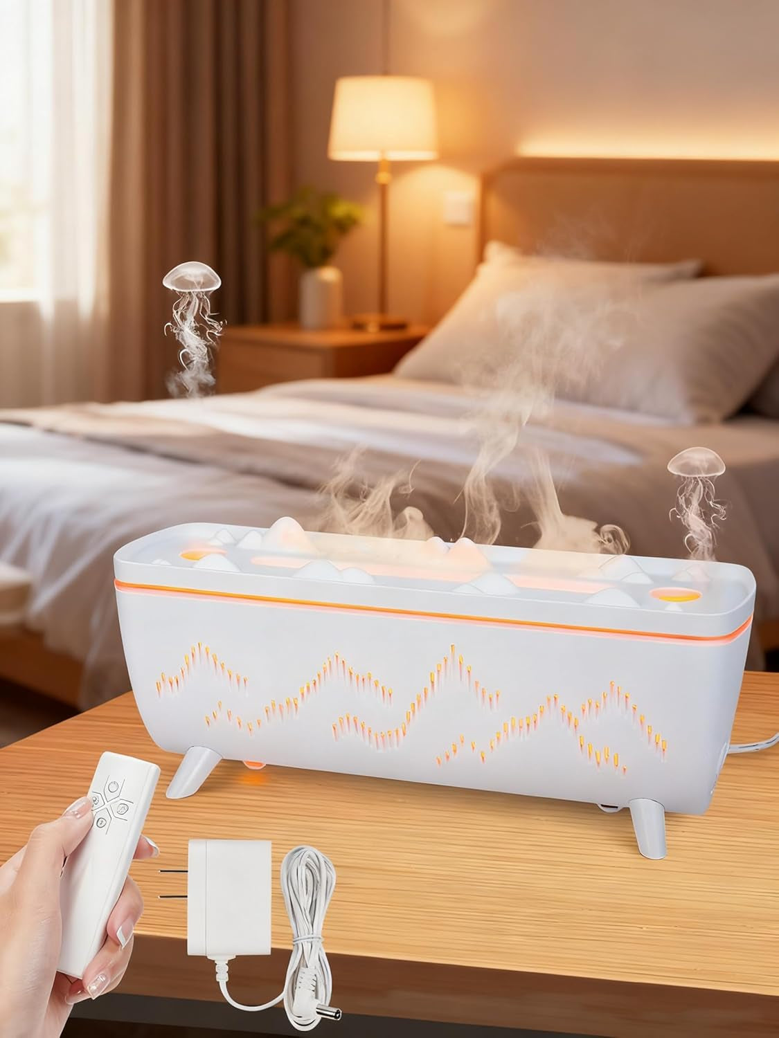 Volcano Jellyfish Diffuser - Essential Oil Aromatherapy Aroma Humidifiers | 280ML Leak-Proof Low Noise 2 Ring Holes with Timer for Bedroom Office Hotel