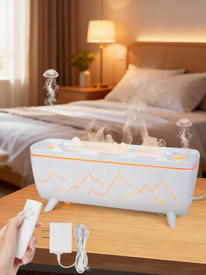 Volcano Jellyfish Diffuser - Essential Oil Aromatherapy Aroma Humidifiers | 280ML Leak-Proof Low Noise 2 Ring Holes with Timer for Bedroom Office Hotel