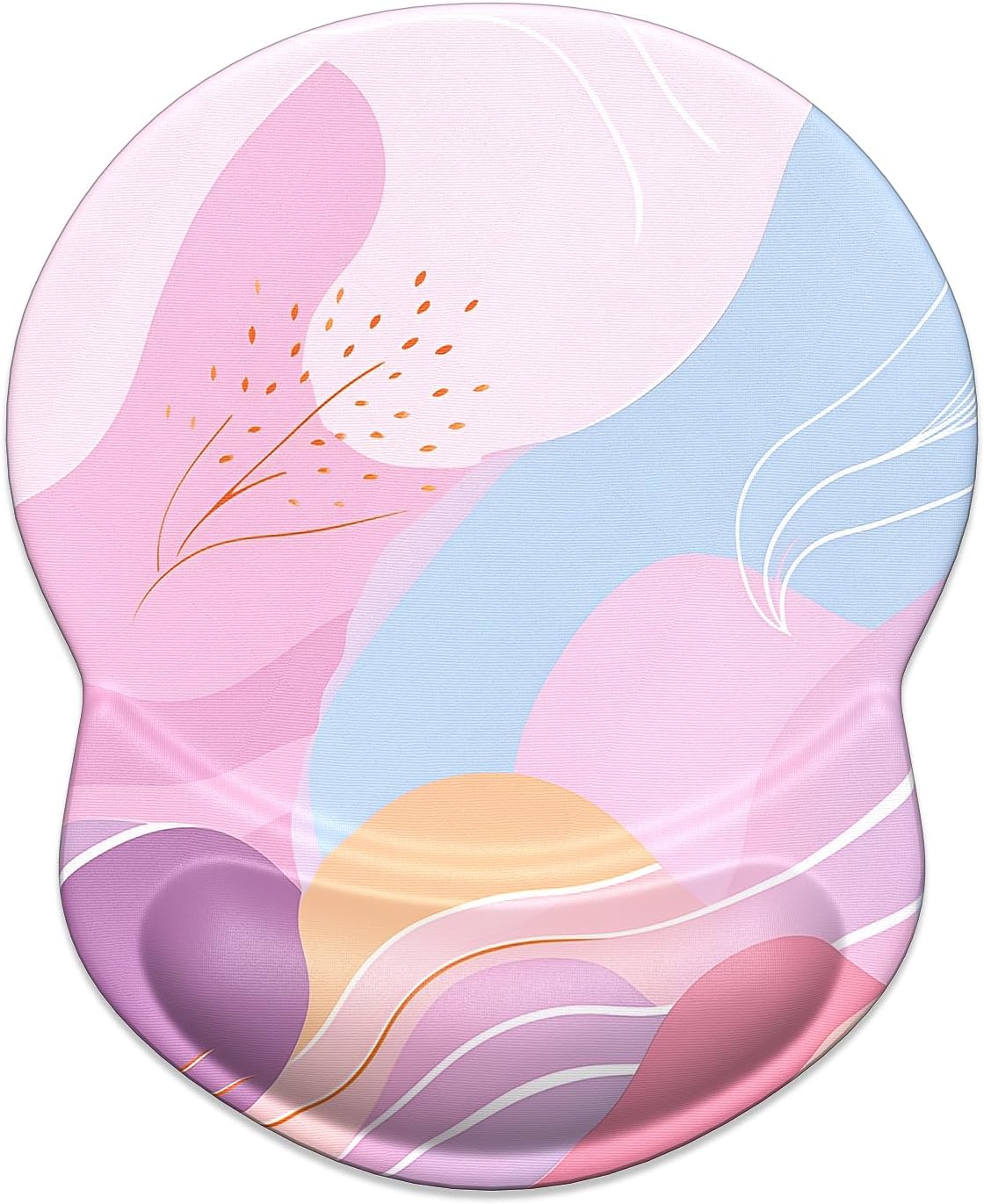 Ergonomic Mouse Pad with Gel Wrist Support Small Wrist Rest Smooth Surface Non-Slip PU Base Comfortable Office Supplies Pain Relief, 8.7 X 7.2 Inches, Art Style Pattern