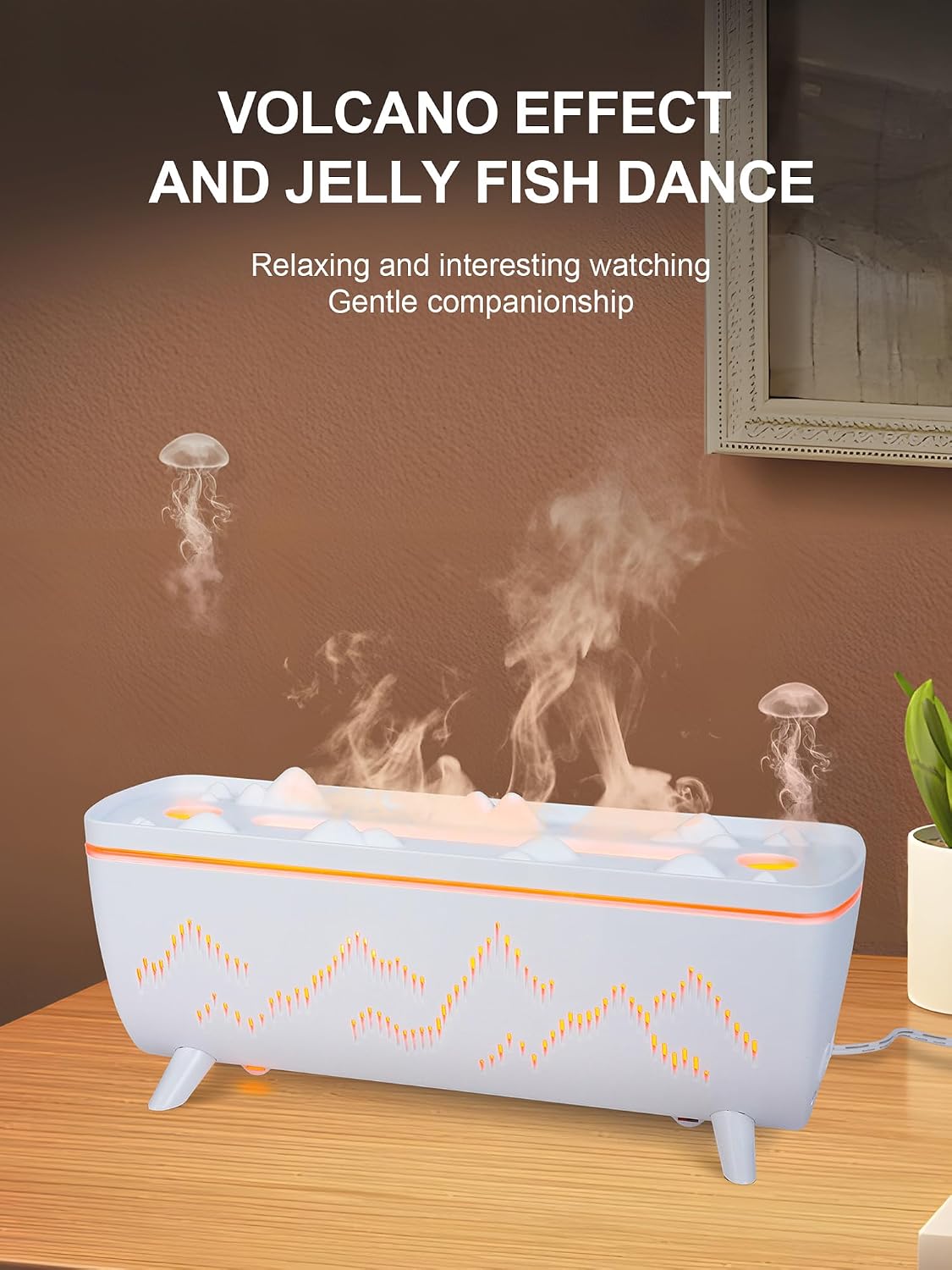 Volcano Jellyfish Diffuser - Essential Oil Aromatherapy Aroma Humidifiers | 280ML Leak-Proof Low Noise 2 Ring Holes with Timer for Bedroom Office Hotel