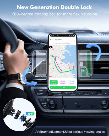 Car Mag-Safe Wireless Charger - Car Mount Fast Charging Air Vent Phone Holder Mount for IPhone 17/16/15/14/13/12 - Black