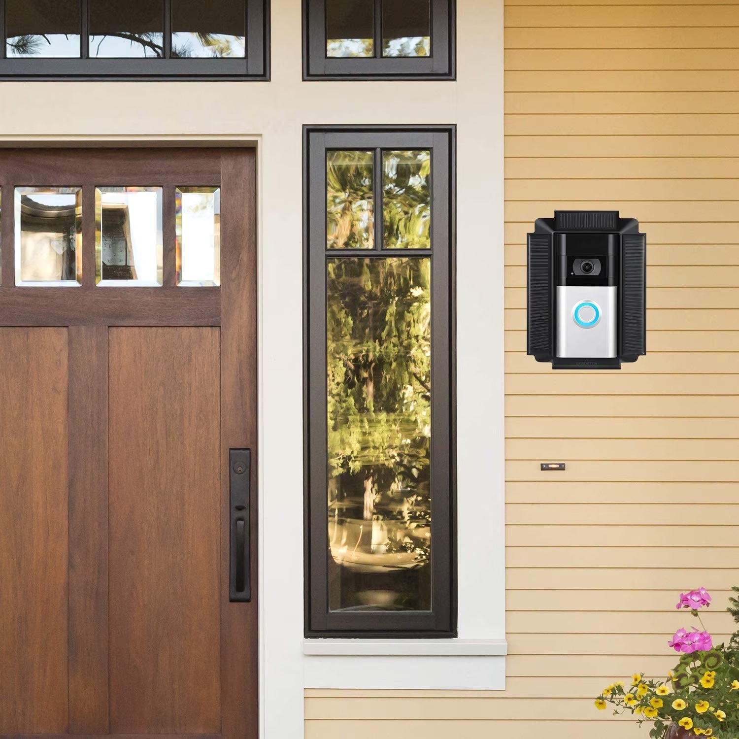 Solar Charger Mount Compatible with R.Ing Video Doorbell 3, 3 plus and 4, R.Ing Doorbell Battery plus and Pro (1 Pack, Black)