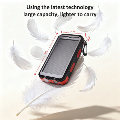 Solpowben 20000Mah Solar Power Bank Compatible for Cell Phone Iphone, Outdoor Portable Charger with Dual 5V USB Ports, 2 Flashlights & Digital Compass(Red)