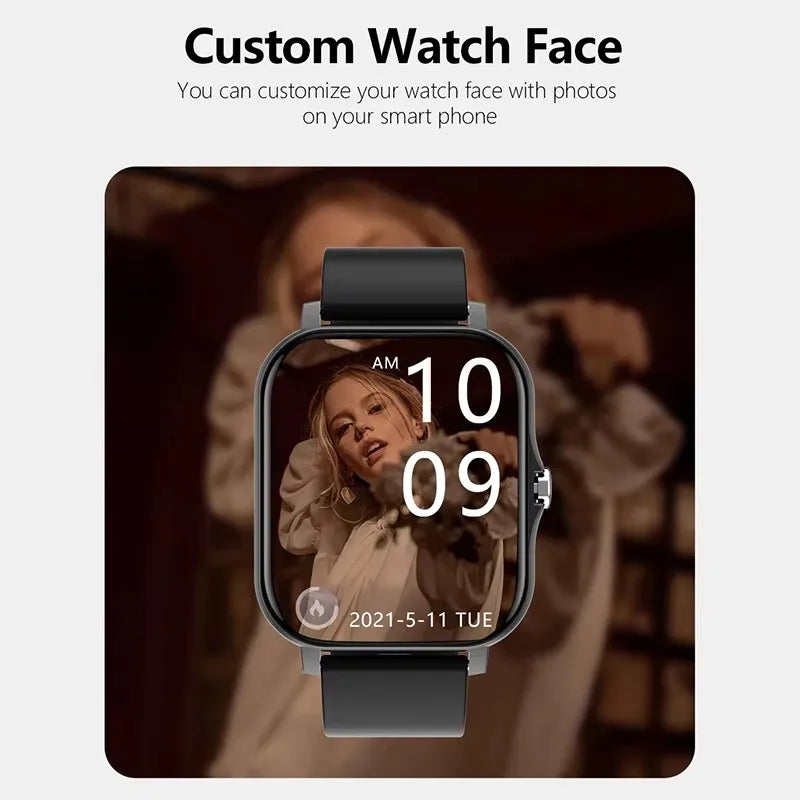 Smart Fitness Watch with Health Monitoring, Waterproof Design, and Bluetooth Call Functionality for Men and Women - Compatible with iOS and Android (Model HT30)
