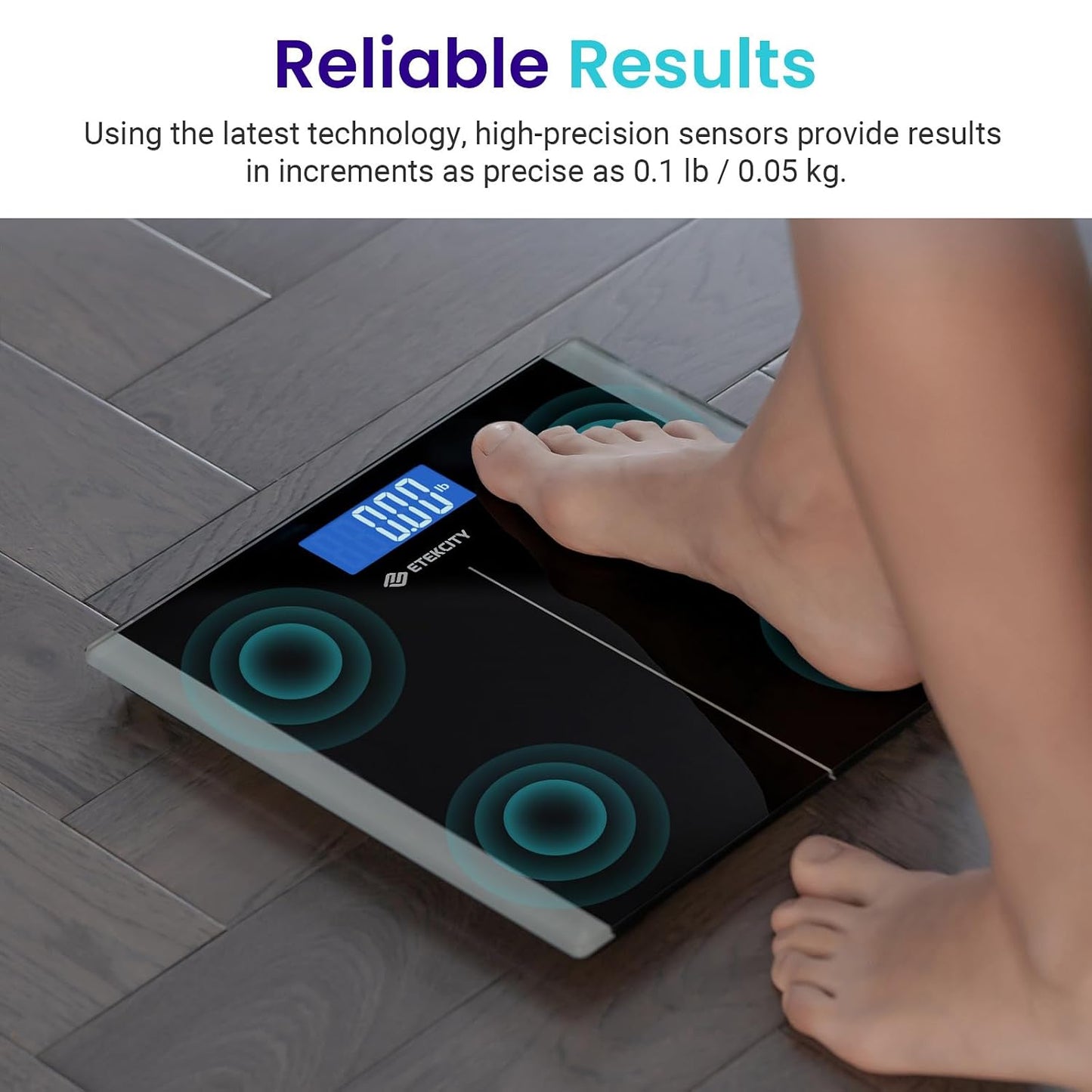 Digital Body Weight Bathroom Scale with Large Tempered Glass Platform, High Precision, LCD Display, 400 lb Capacity, Batteries Included