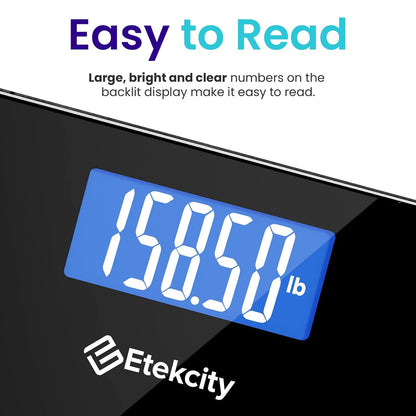 Digital Body Weight Bathroom Scale with Large Tempered Glass Platform, High Precision, LCD Display, 400 lb Capacity, Batteries Included