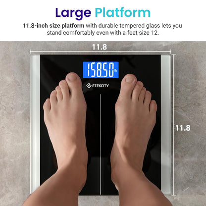 Digital Body Weight Bathroom Scale with Large Tempered Glass Platform, High Precision, LCD Display, 400 lb Capacity, Batteries Included