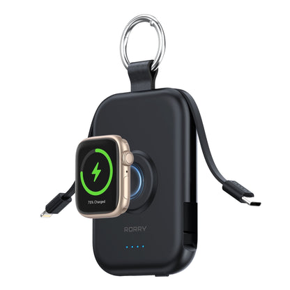 Portable Charger, 5000Mah Power Bank - Apple Watch Charger with Built-In Cables,Travel-Ready Portable Charger for Iphone 17/ 16/15/14 ,Android ,Apple Watch Ultra2/11/10/9/8, White