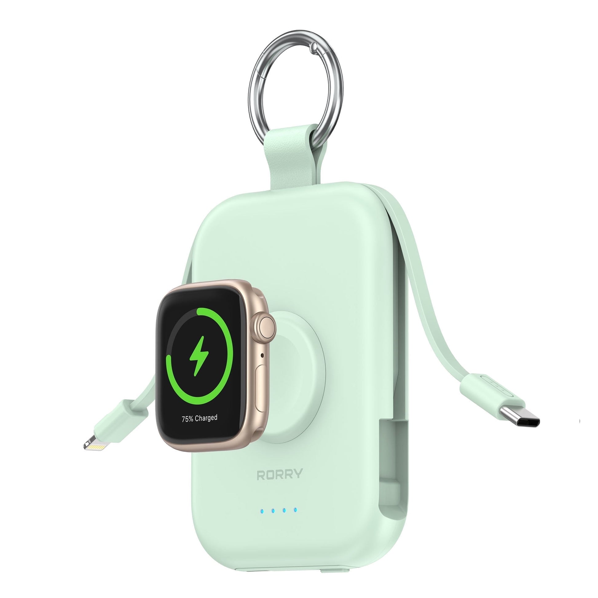 Portable Charger, 5000Mah Power Bank - Apple Watch Charger with Built-In Cables,Travel-Ready Portable Charger for Iphone 17/ 16/15/14 ,Android ,Apple Watch Ultra2/11/10/9/8, White