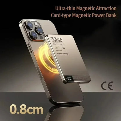 5000Mah Ultra-Thin Power Bank Magnetic Wireless Digital Display Fast Charging External Battery for Magsafe for Iphone