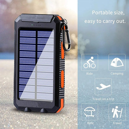 Solar Power Bank 50000Mah Portable Charging Poverbank External Battery Charger Strong Light LDE Light for All Smartphones