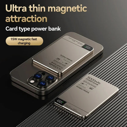 5000Mah Ultra-Thin Power Bank Magnetic Wireless Digital Display Fast Charging External Battery for Magsafe for Iphone