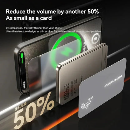 5000Mah Ultra-Thin Power Bank Magnetic Wireless Digital Display Fast Charging External Battery for Magsafe for Iphone