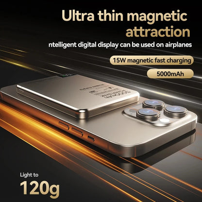 5000Mah Ultra-Thin Power Bank Magnetic Wireless Digital Display Fast Charging External Battery for Magsafe for Iphone