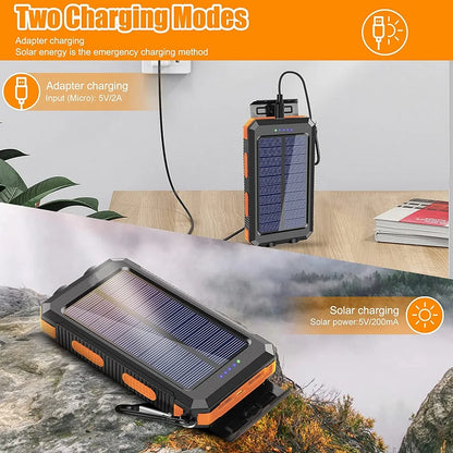 Solar Power Bank 50000Mah Portable Charging Poverbank External Battery Charger Strong Light LDE Light for All Smartphones