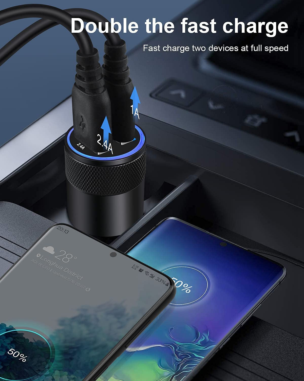 Car Charger [2Pack/3.4A] Fast Charge Dual Port USB Cargador Lighter Adapter For Iphone 17E 15 14 13 12 11 Pro Max X XR XS 17 plus 16, Ipad, Samsung Galaxy S23 S22 S21 S25+ S7 J7 S10E S9 Note 8 12V