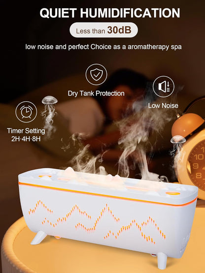 Volcano Jellyfish Diffuser - Essential Oil Aromatherapy Aroma Humidifiers | 280ML Leak-Proof Low Noise 2 Ring Holes with Timer for Bedroom Office Hotel