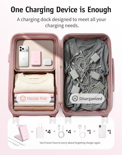 4 in 1 Wireless Phone Charging Station for Apple &5000Mah Power Bank | 20W Magnetic Fast Charging, Detachable Magnetic Portable Charger, Travel Essential for Apple Devices,  Aurodock