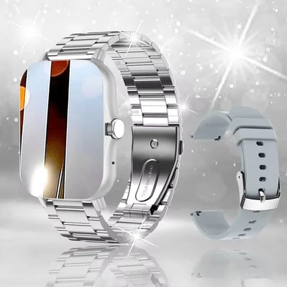 Smart Fitness Watch with Health Monitoring, Waterproof Design, and Bluetooth Call Functionality for Men and Women - Compatible with iOS and Android (Model HT30)
