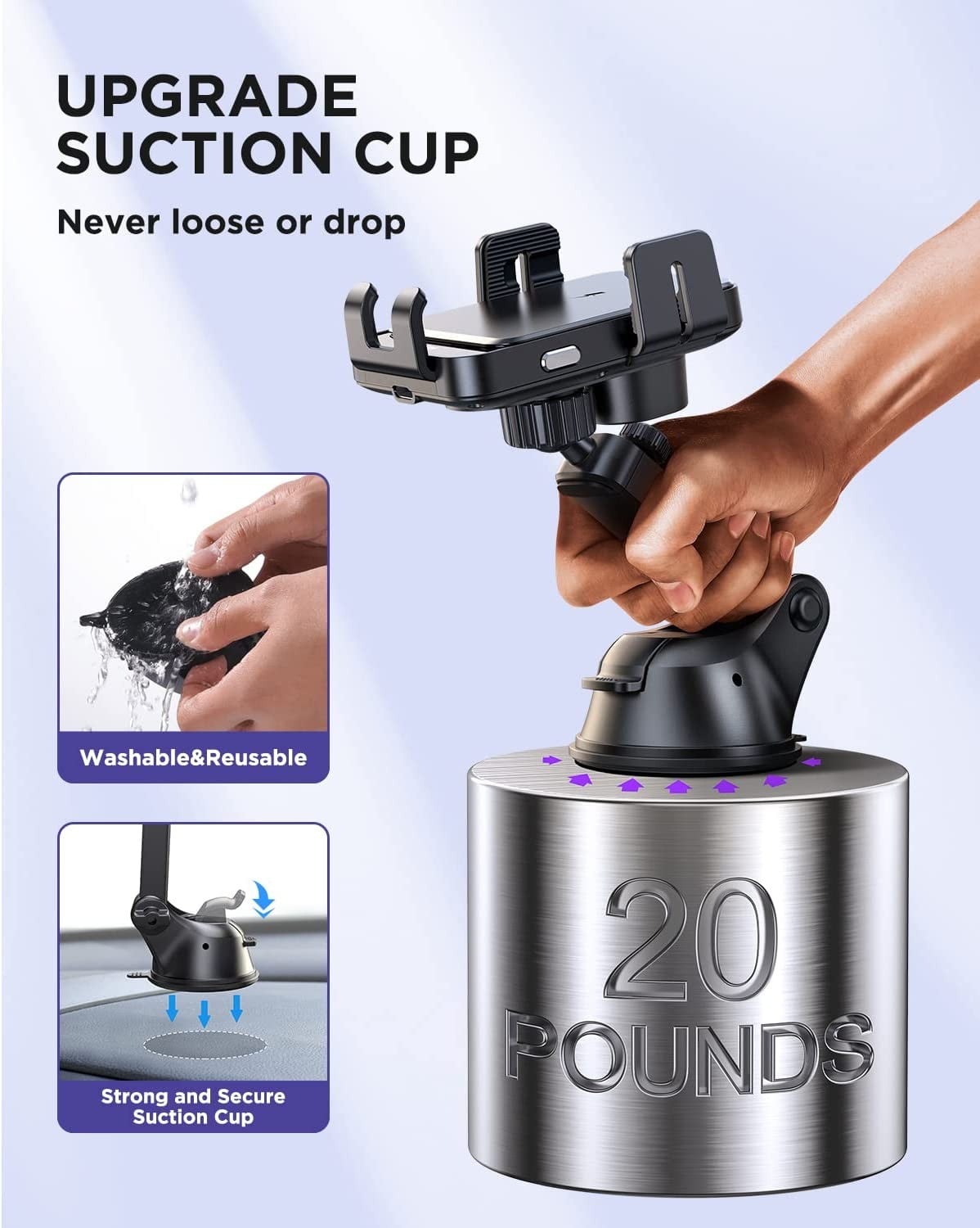 3 in 1 Wireless Car Charger, 15W Fast Charging Phone Car Mount Auto-Clamping Windshield Dashboard Air Vent Car Phone Holder for Iphone, Samsung, All Smartphones